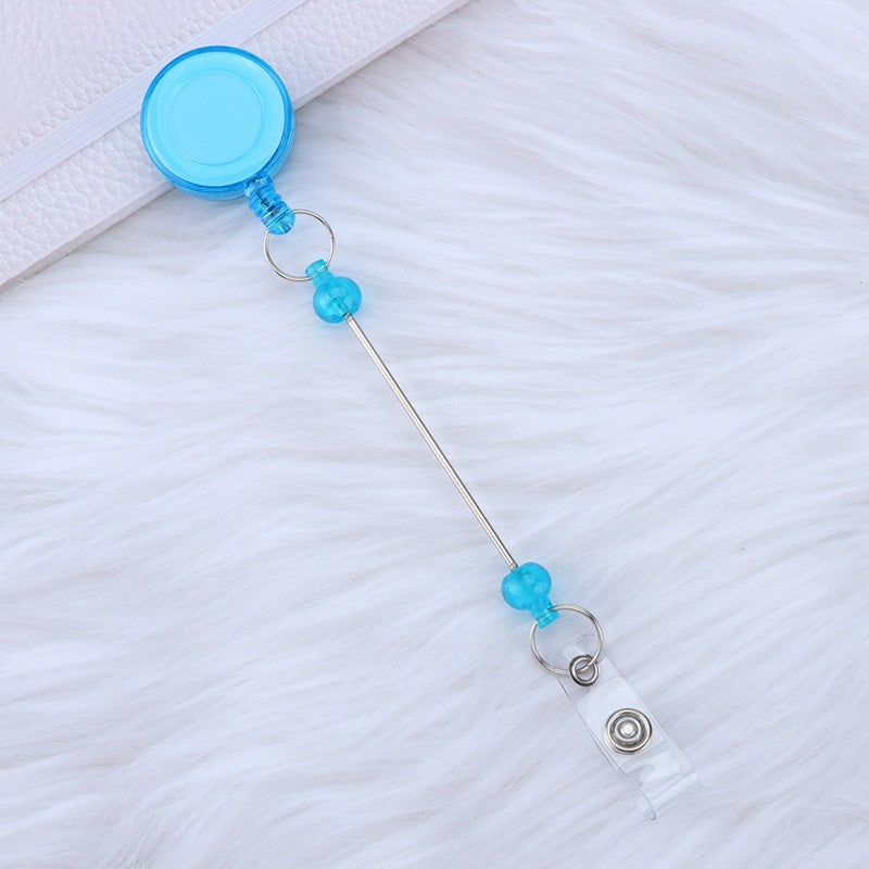 Wholesale Beadable Badge Reels Identification Easy To Pull Buckle DIY Beaded Plastic Keychain